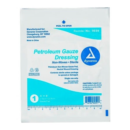 Dynarex Petroleum Gauze Dressing, 3inL x 9inW, 200 Pcs 3039